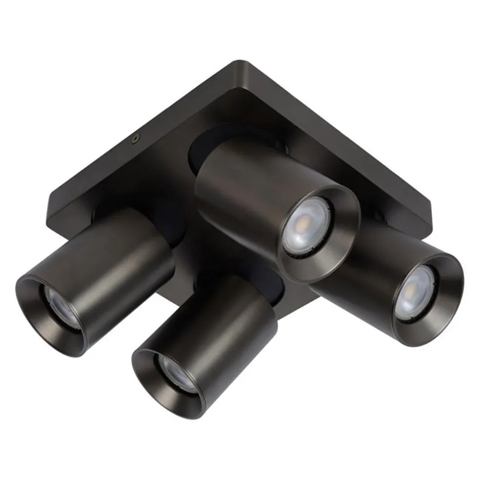 Plafondspot 4L vierkant gunmetal incl. gu10