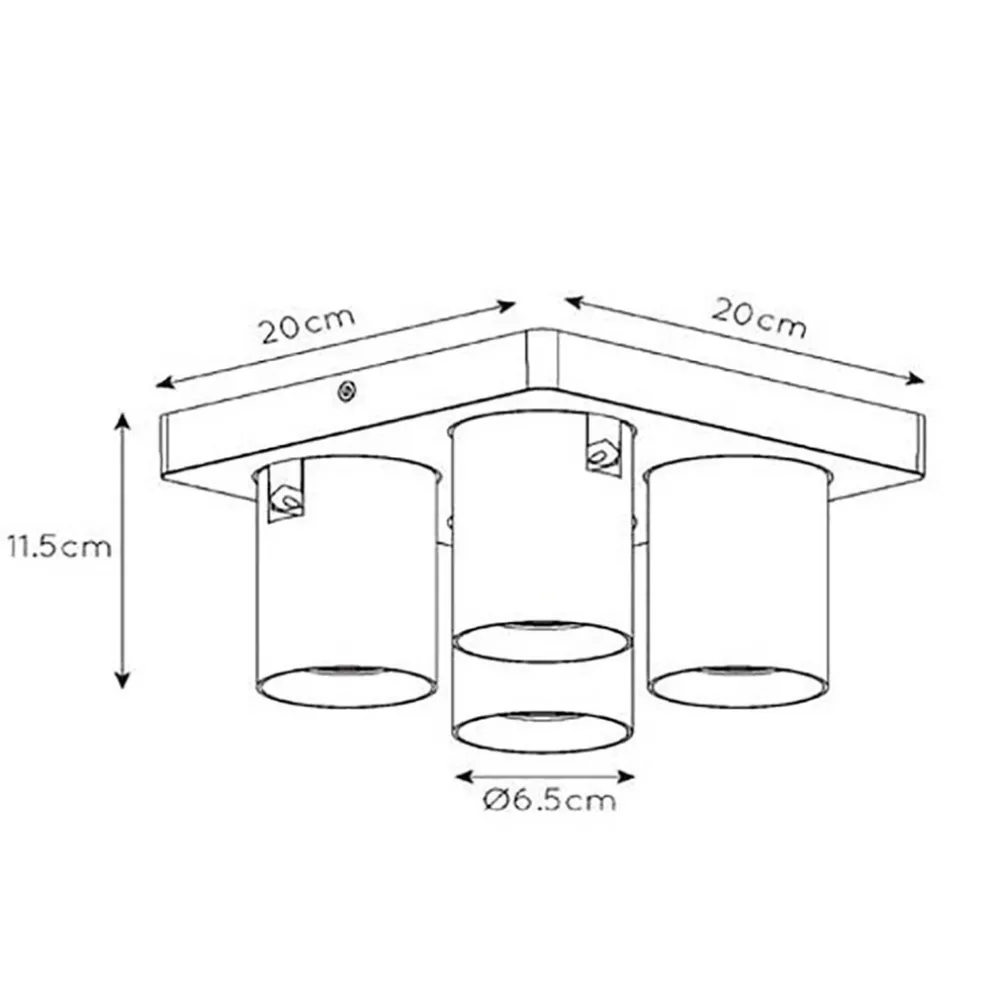 Plafondspot 4L vierkant gunmetal incl. gu10