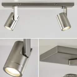 Plafondspot 2-licht op balk nikkel gu10