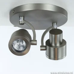 Plafondspot 2-lichts rond nikkel gu10