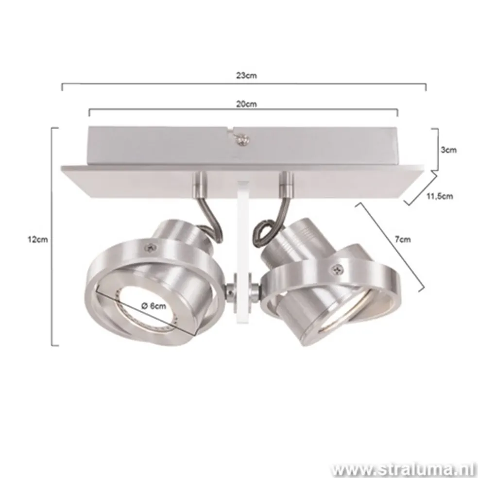 Plafondspot Quatro 2L alu led incl.gu10