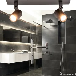 Plafondspot Rain 2L zwart balk IP44