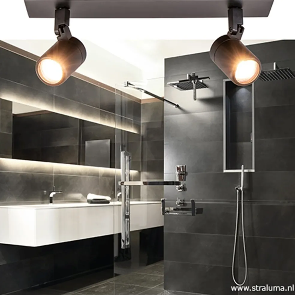 Plafondspot Rain 2L zwart balk IP44