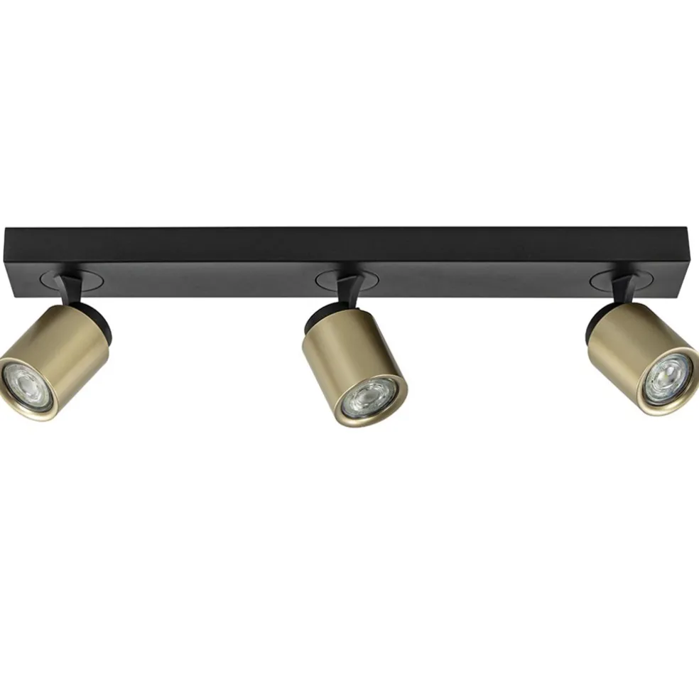 Plafondspot Razza 3l balk zwart/goud gu10