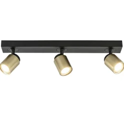 Plafondspot Razza 3l balk zwart/goud gu10