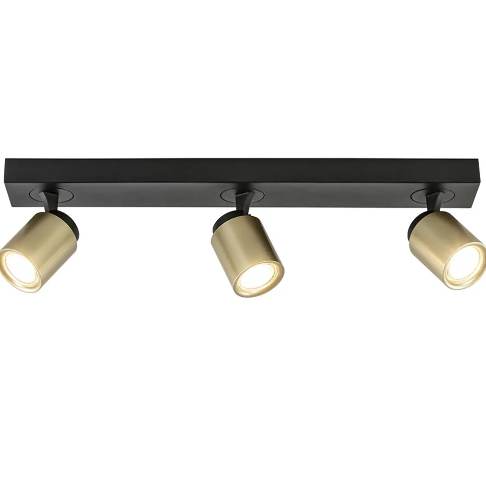 Plafondspot Razza 3l balk zwart/goud gu10