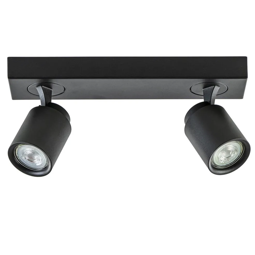Plafondspot Razza 2L balk zwart gu10