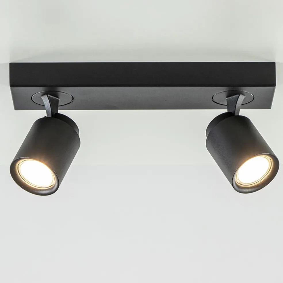 Plafondspot Razza 2L balk zwart gu10