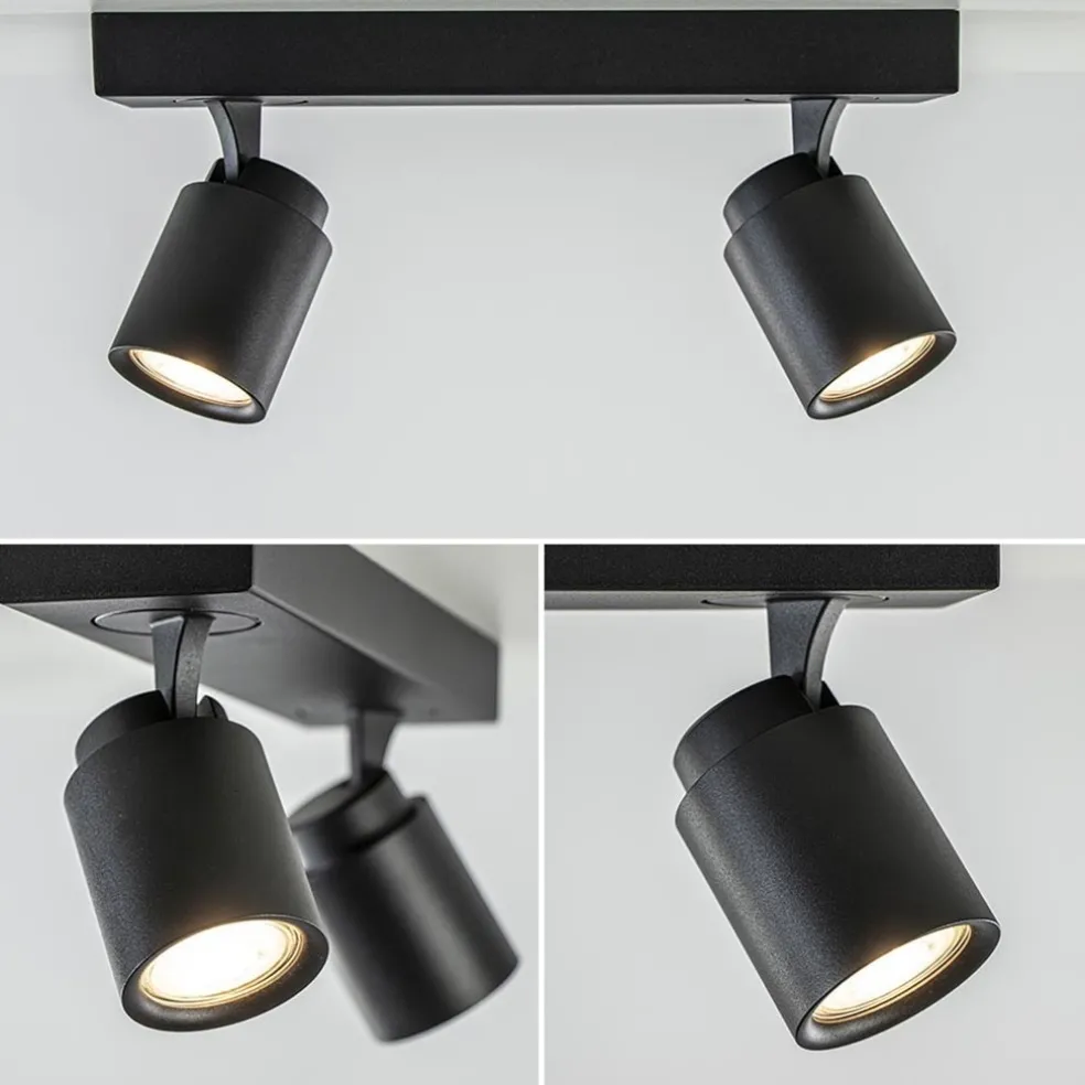 Plafondspot Razza 2L balk zwart gu10