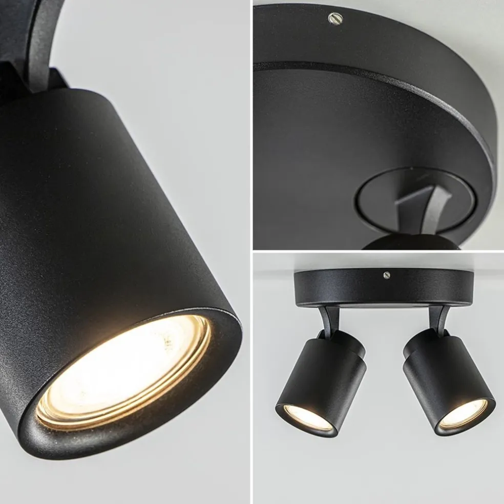 Plafondspot Razza 2L rond zwart gu10