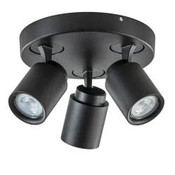 Plafondspot Razza 3l rond zwart gu10