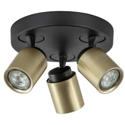 Plafondspot Razza 3l rond zwart/goud gu10