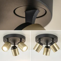 Plafondspot Razza 3l rond zwart/goud gu10