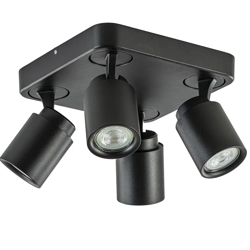 Plafondspot Razza 4L vierkant zwart gu10