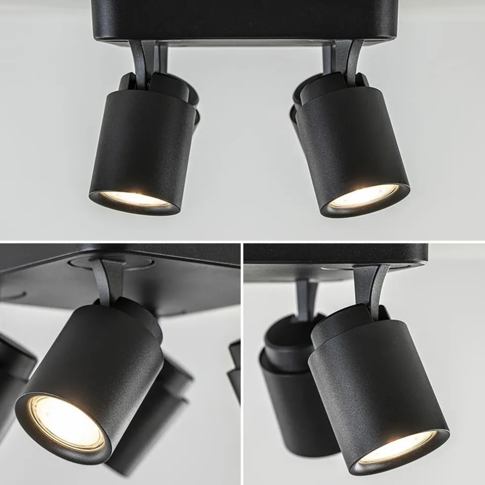 Plafondspot Razza 4L vierkant zwart gu10