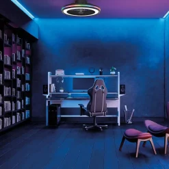 Plafondventilator zwart inclusief dimbaar LED en kleur