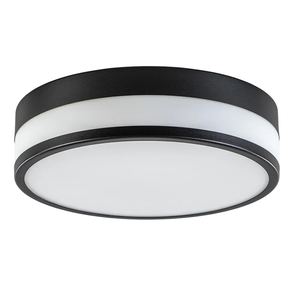 Plafonnière zwart/opaal glas 3-step dim IP44