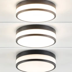 Plafonnière zwart/opaal glas 3-step dim IP44