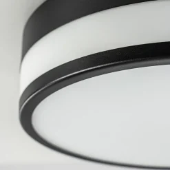 Plafonnière zwart/opaal glas 3-step dim IP44