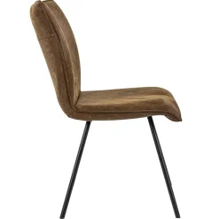 PU lederen eetkamerstoel camel met smalle zwarte pootjes