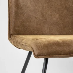 PU lederen eetkamerstoel camel met smalle zwarte pootjes