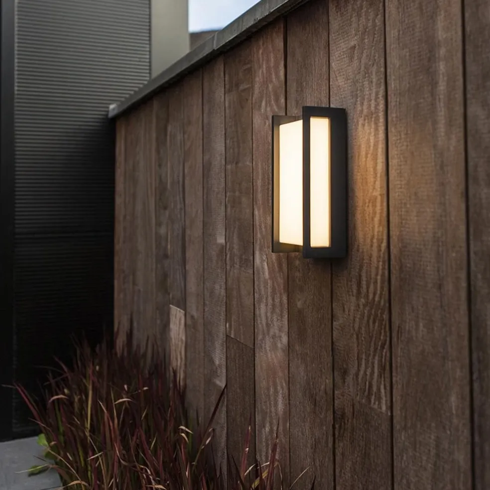 Rechthoekige LED buitenlamp donker grijs IP54