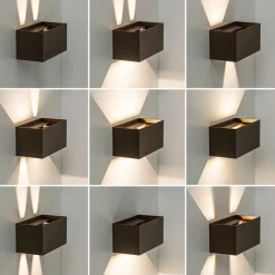 Rechthoekige LED buitenlamp aluminium bruin