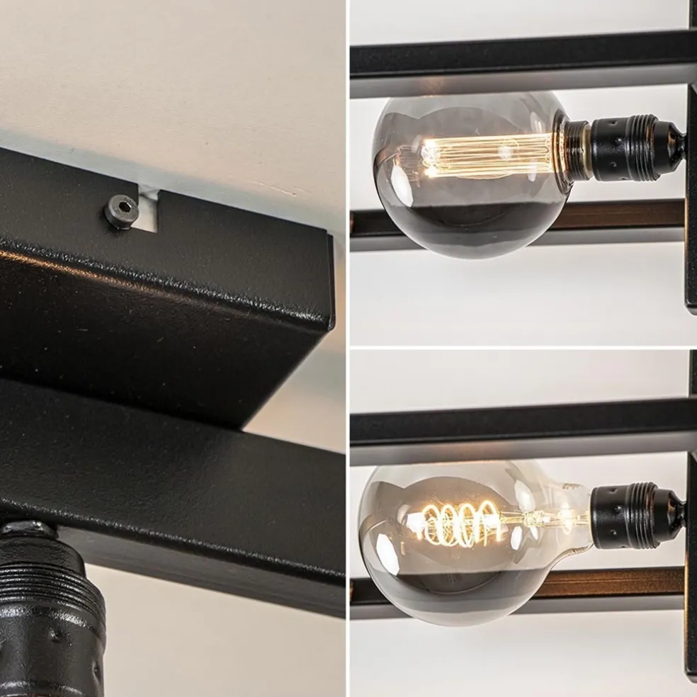 Rechthoekige plafondlamp triple square mat zwart