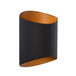 Rechthoekige wandlamp mat zwart met goud