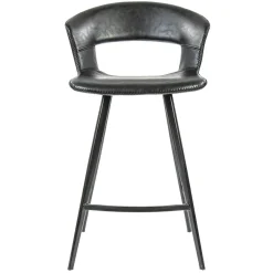 Retro barkruk zwart met imitatieleer