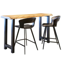 Retro barkruk zwart met imitatieleer