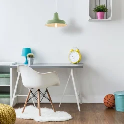 Retro metalen hanglamp groen met wit