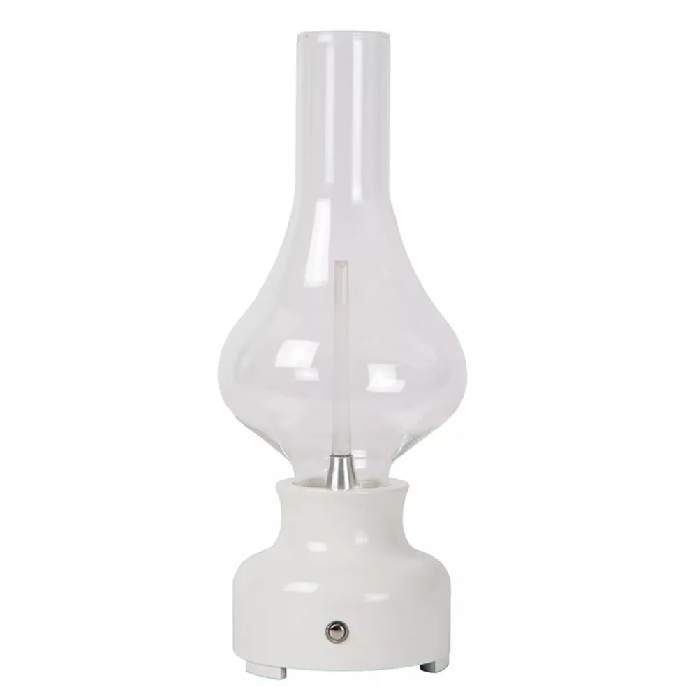 Retro tafellamp olielamp op batterij wit