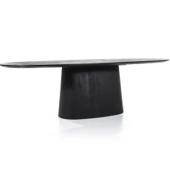 Robuuste mango houten eettafel Aron ovaal zwart