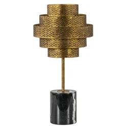 Robuuste tafelamp brons met zwart marmeren voet