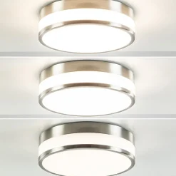 Ronde badkamer plafonnière nikkel met opaal glas