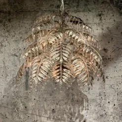 Ronde hanglamp palm ambachtelijk zilver
