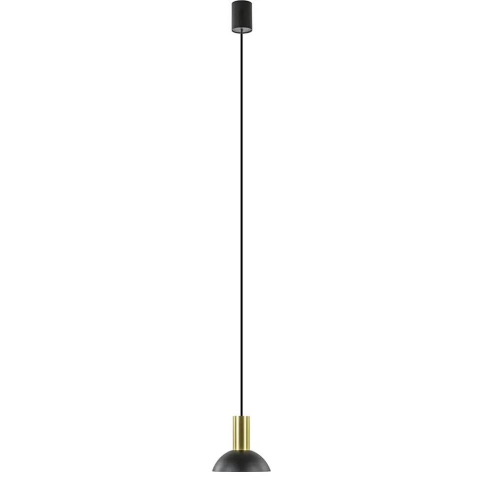 Ronde hanglamp zwart met brons klein
