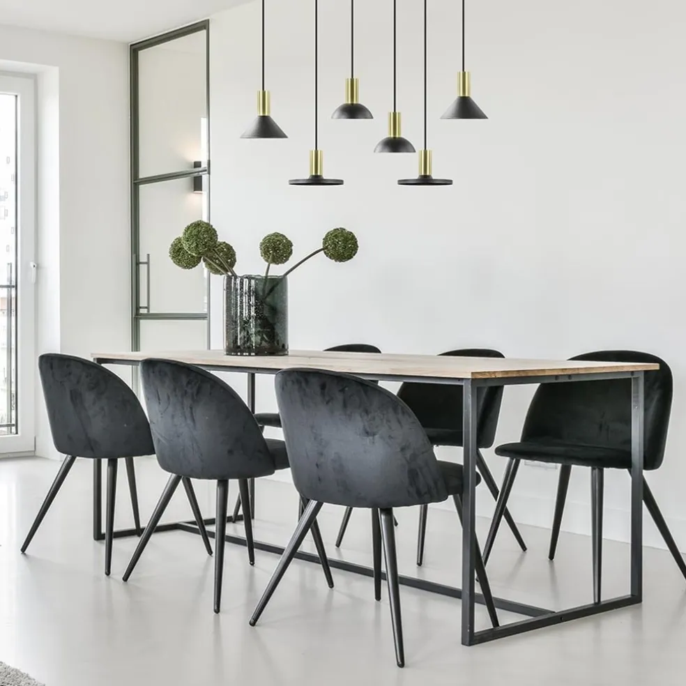 Ronde hanglamp zwart met brons klein