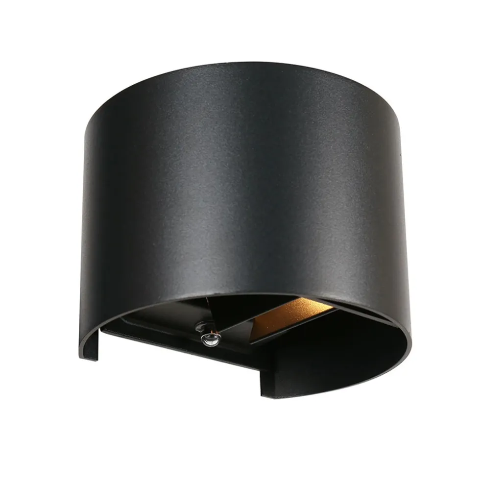 Ronde LED buitenlamp zwart inclusief lichtsensor