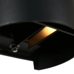 Ronde LED buitenlamp zwart inclusief lichtsensor