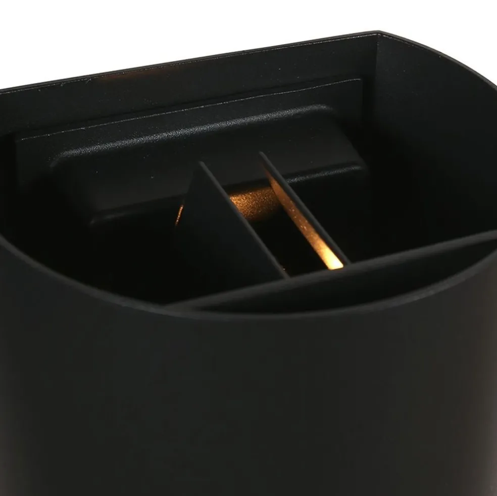 Ronde LED buitenlamp zwart inclusief lichtsensor