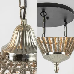 Ronde 3-lichts hanglamp Charlene nikkel/kristal