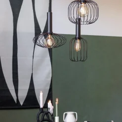 Ronde 3-lichts hanglamp met draadkappen divers