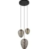 Ronde 3-lichts hanglamp Yaelle antiek brons met zwart