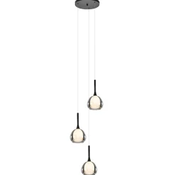 Ronde 3-lichts hanglamp zwart met smoke glas
