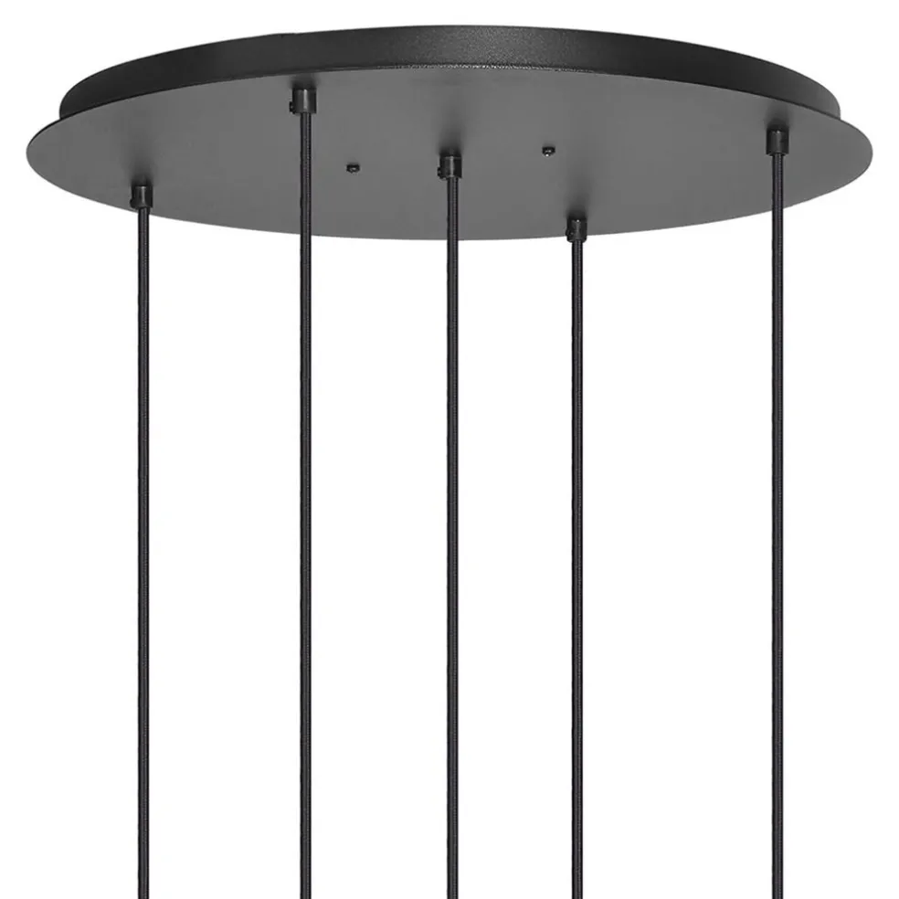 Ronde 5-lichts hanglamp zwart met nikkel