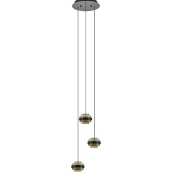 Ronde 3-lichts hanglamp zwart/champagne LED