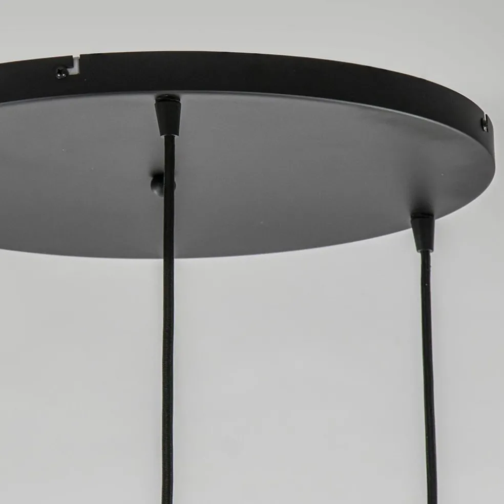 Ronde 3-lichts hanglamp zwart met smoke/helder glas