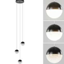 Ronde 3-Lichts LED hanglamp met zwarte bollen dimbaar